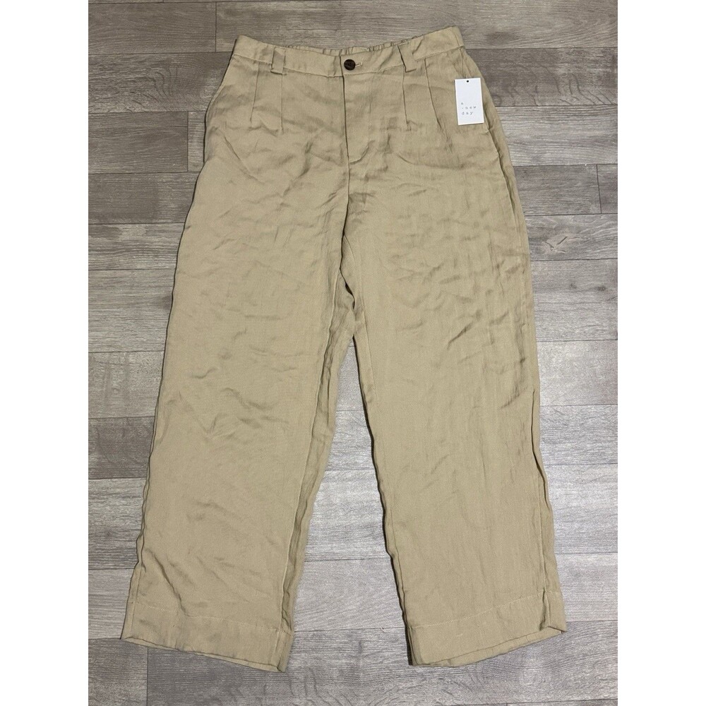 A New Day Women's High-Rise Straight Trousers Beige Size 12